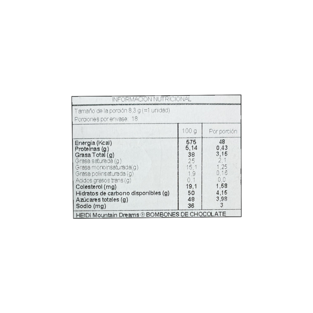 Estuche Choc. bombones Heidi mountain dreams hazelnuts 150g