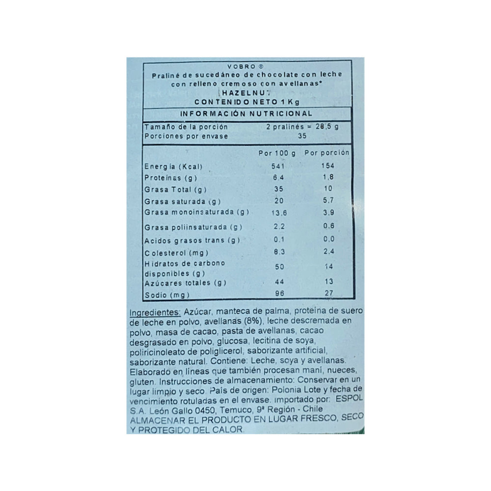 Bolsa Chocolate Bombones Hazelnut Passion 1 Kg