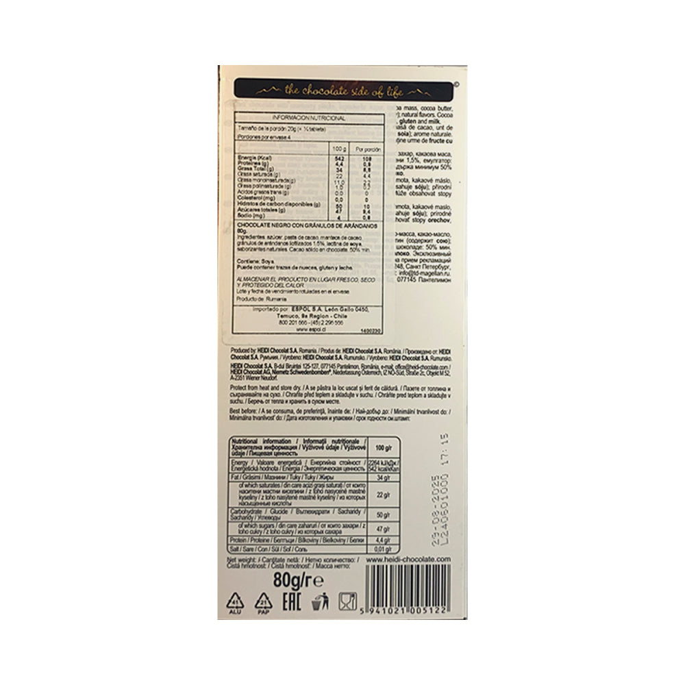 Chocolate tableta Heidi Dark cranberry 80g