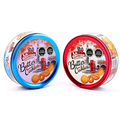 Pack 12 Latas Galletas Mantequilla La British 114g Azul/Rojo