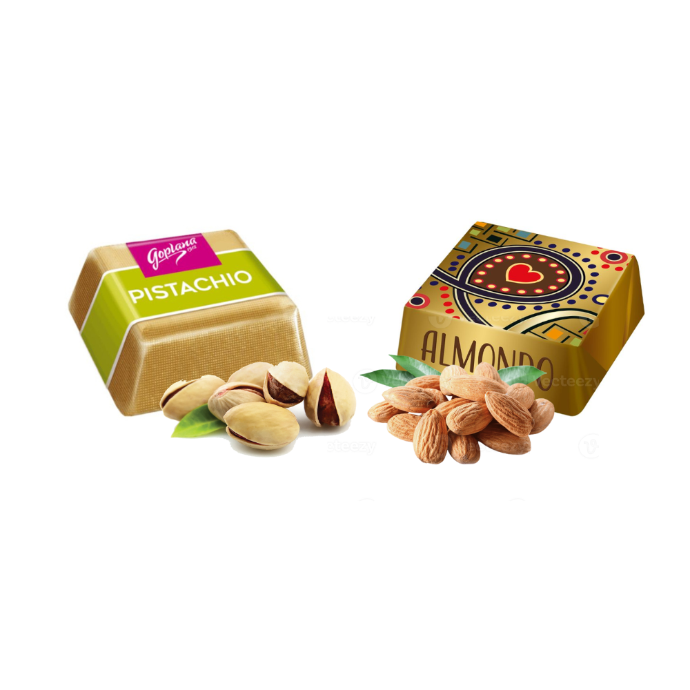 Pack Chocolate Bombón Goplana Pistacho 1 Kg + 1 Almendra 1 Kg