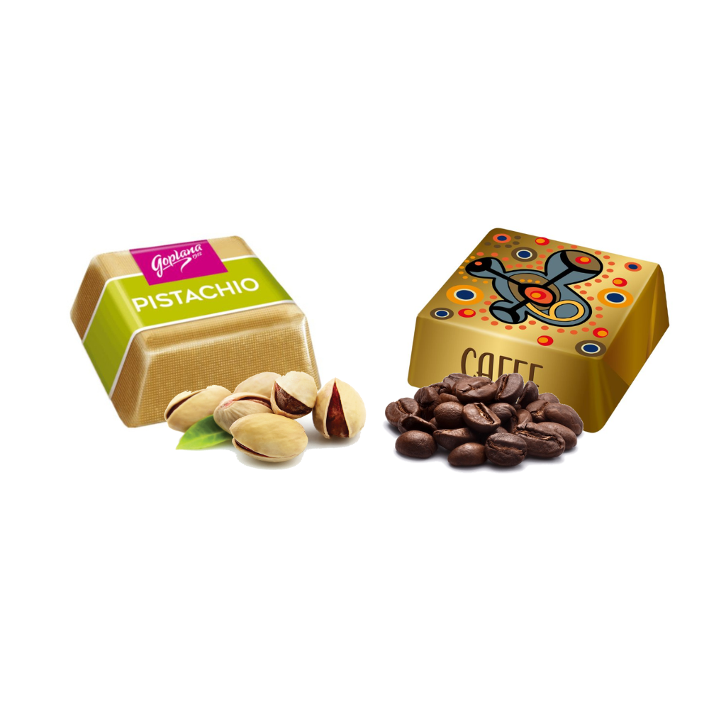 Pack chocolate Bombón Goplana Pistacho 1 Kg + 1 Café 1 Kg