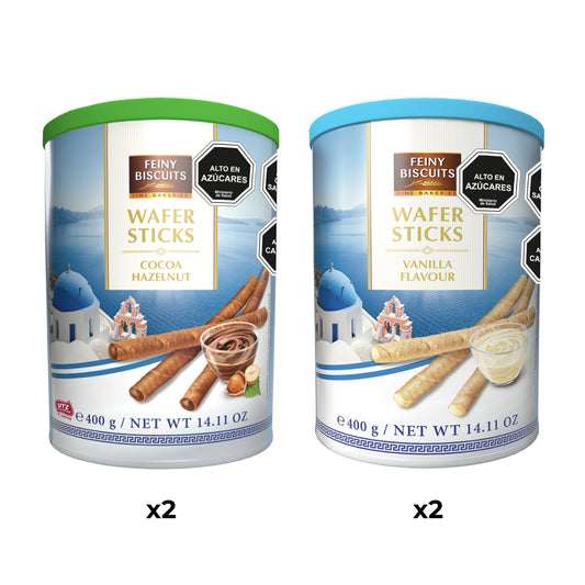 Pack 2 Lata barquillo Helena avellana 400g +2 Vainilla 400g