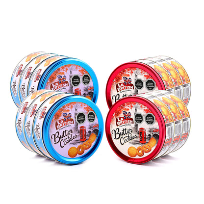 Pack 12 Latas Galletas Mantequilla La British 114g Azul/Rojo