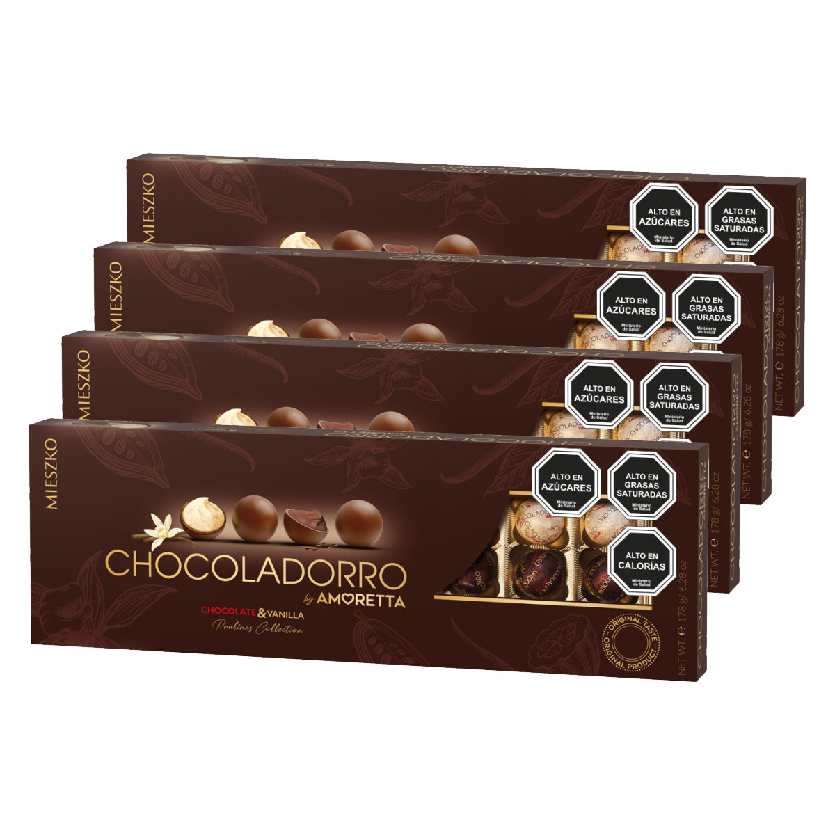 Pack 4 Estuche Bombones Mieszko Chocoladorro 178g