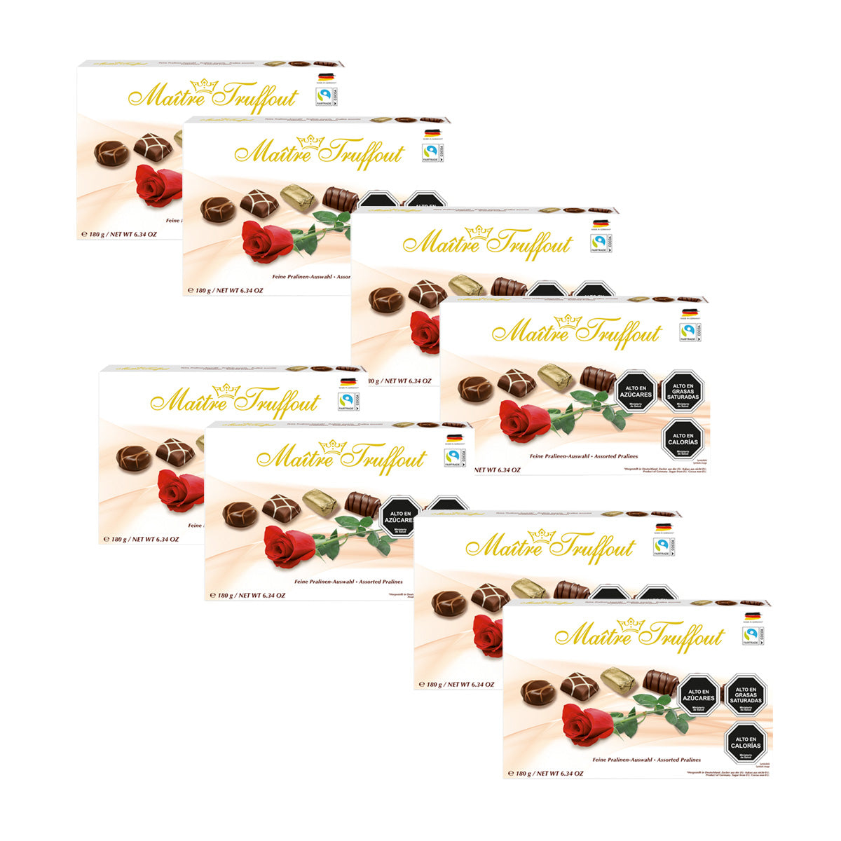 Pack 8 Estuches Pralines Maitre Truffout Surtidos Rosa 180g