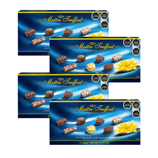 Pack 4 Estuches Bombones Selección Blue Maitre Truffout 400g