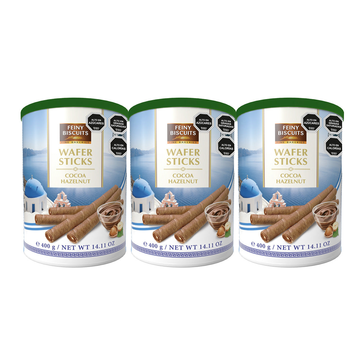 Pack 3 Latas Barquillos Wafer Sticks Crema Avellana 400g