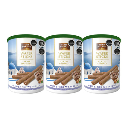 Pack 3 Latas Barquillos Wafer Sticks Crema Avellana 400g