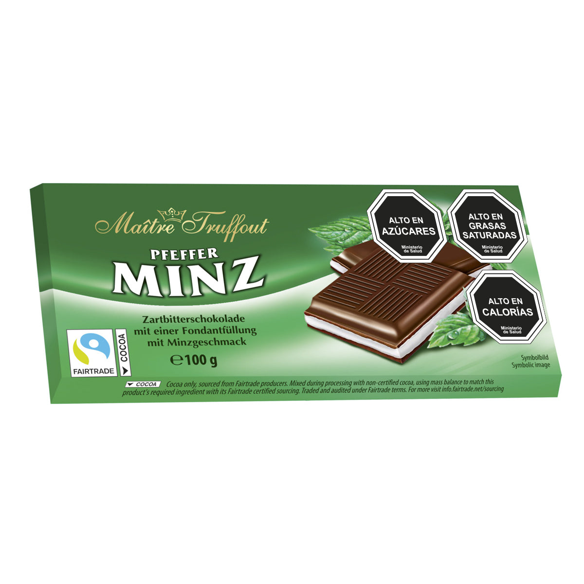 Tableta bitter Maitre Truffout rellena menta 100g