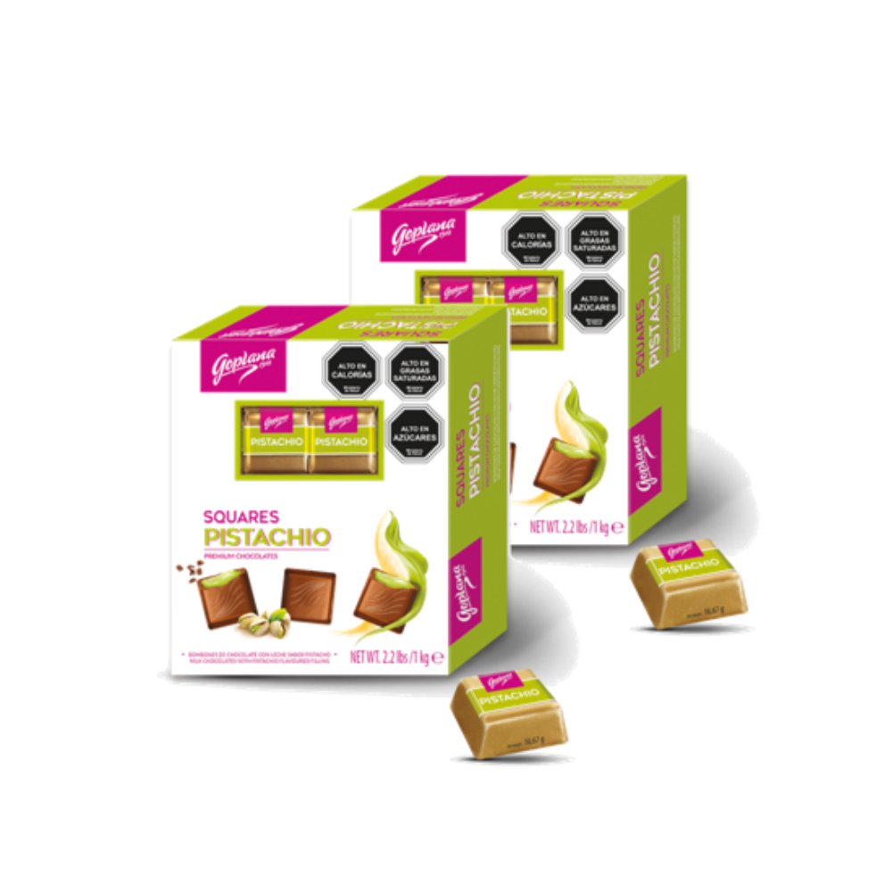 Pack 2 Cajas Bombones Chocolate  Pistacho Goplana 1 Kg