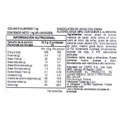 Bombon Chocolate Goplana 1 Kg Sabor Almendra