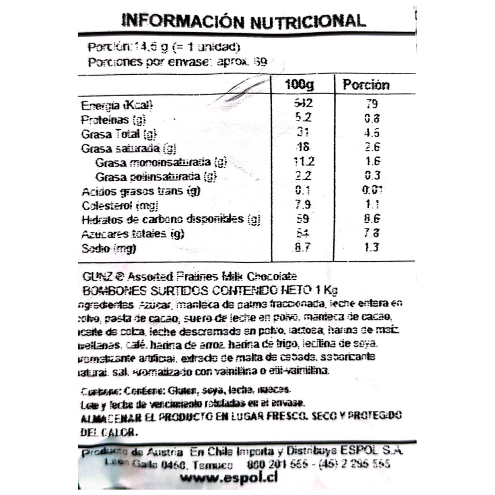 Chocolate Bombón Pralinés Surtido Chocolate de leche 1kg