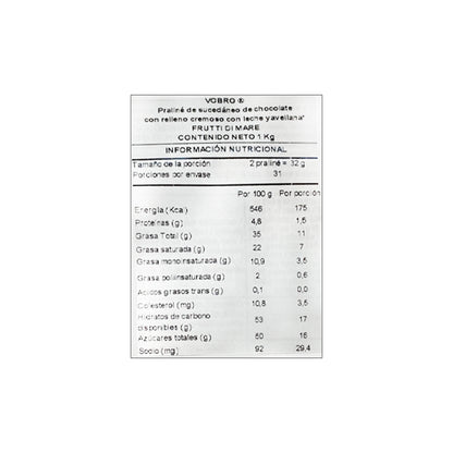 Bolsa Bombones Frutti di mare hazelnut milk 1 Kg