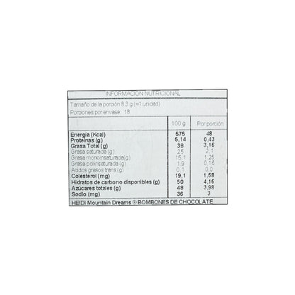 Estuche Choc. bombones Heidi mountain dreams hazelnuts 150g