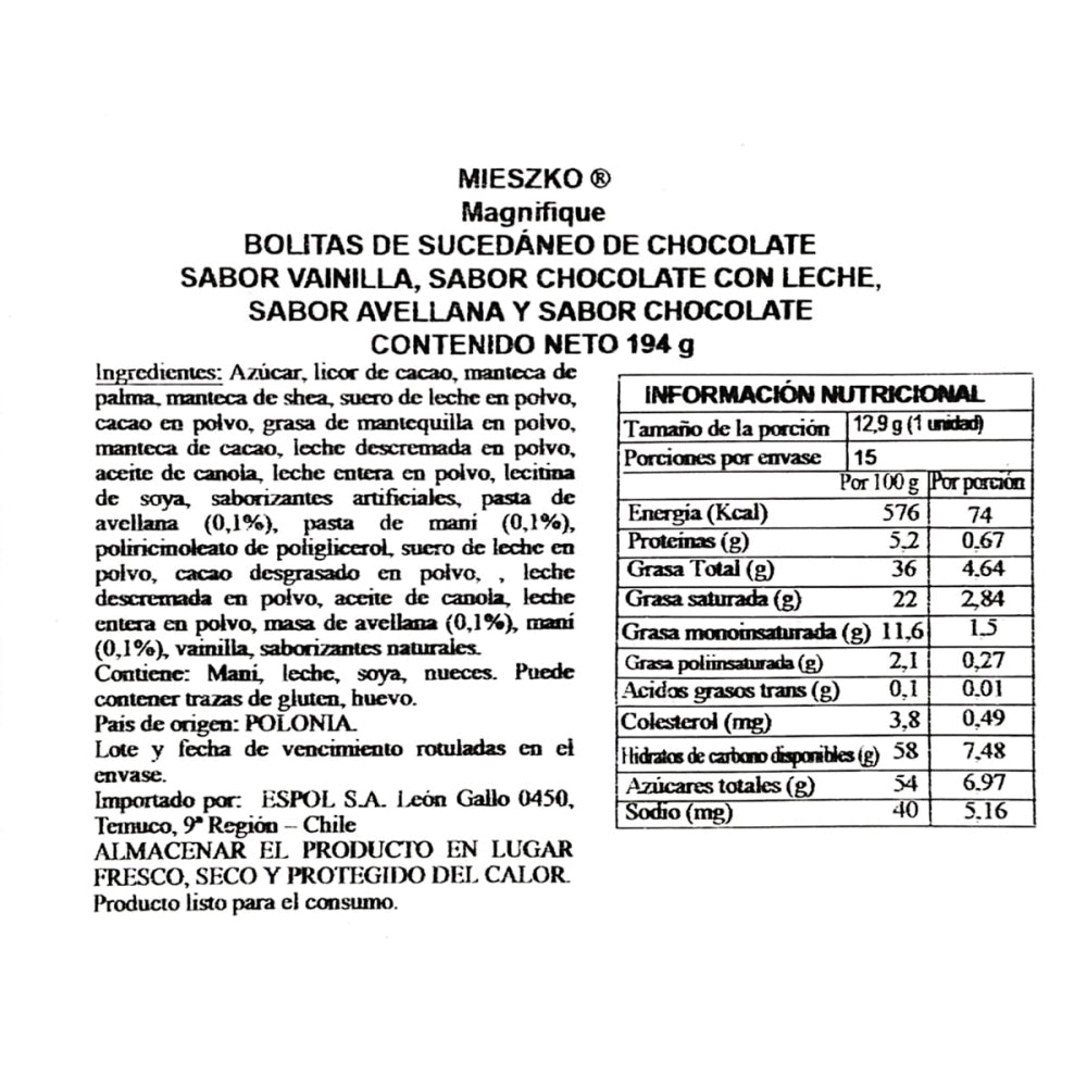 Estuche Bombones  Chocolate surtidos magnifique 194 gr.