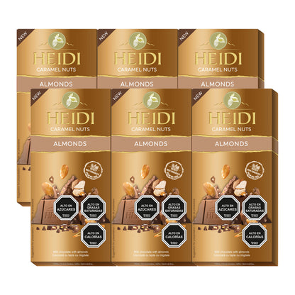 Pack 6 Tabletas De Chocolate Heidi Caramel Nuts Almonds 80g