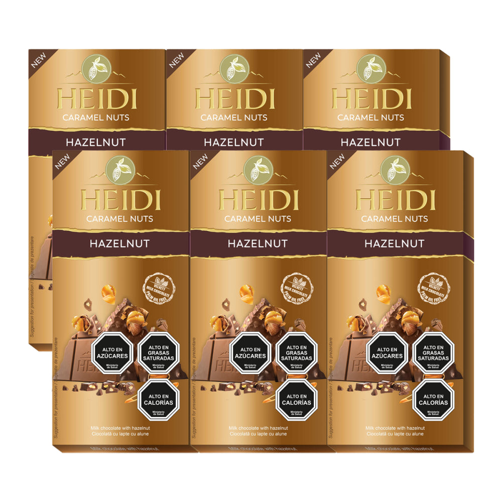 Pack 6 Tableta De Chocolate Heidi Caramel Nuts Hazelnuts 80g