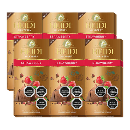 Pack 6 Tableta De Chocolate Heidi Milkberry Strawberry 80g