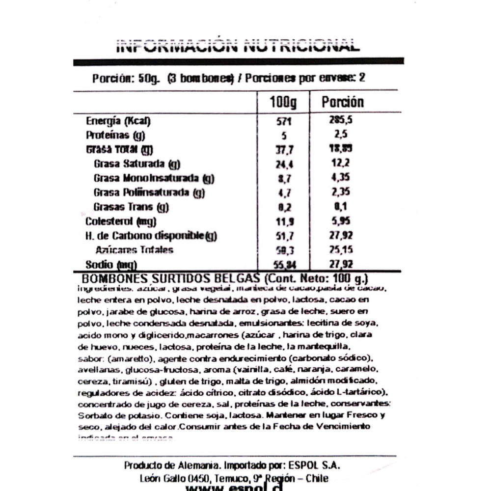 Bombones Maitre Truffout Praliné Amarillo 100g