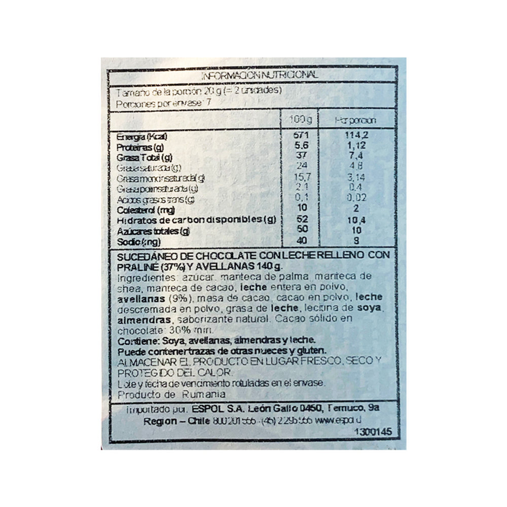 Bombones Chocolate Avellana Heidi Corazón 140g