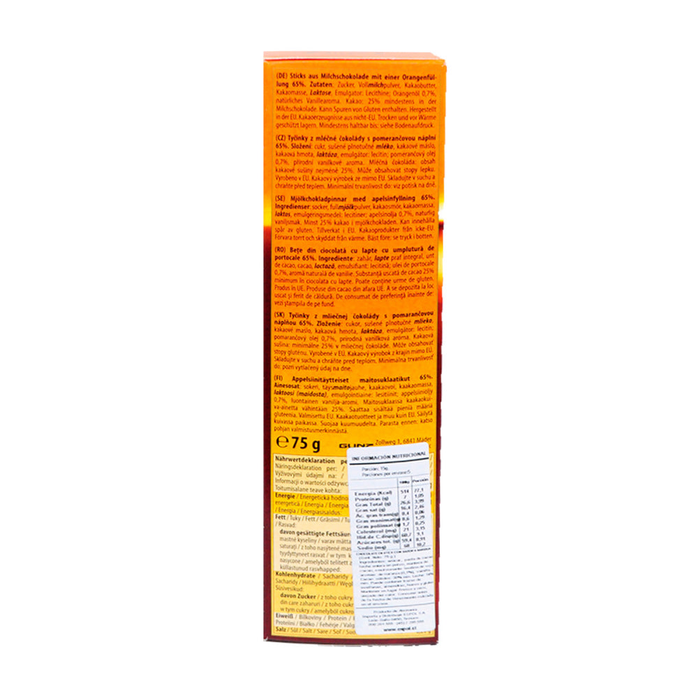 Chocolate stick Maitre Truffout naranja 75g