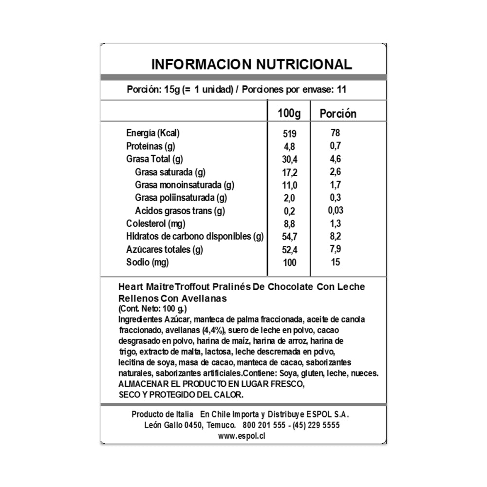 Chocolate Bombón Estuche Hazelnut Corazón Maitre Truffout