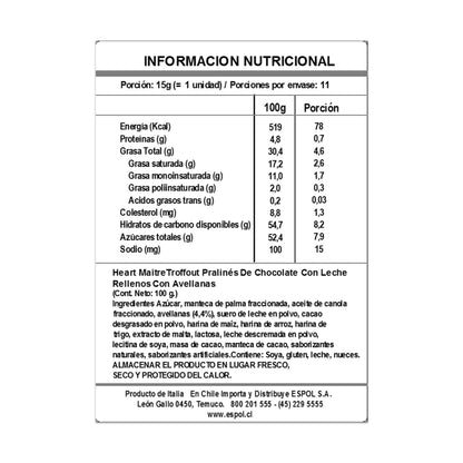 Chocolate Bombón Estuche Hazelnut Corazón Maitre Truffout