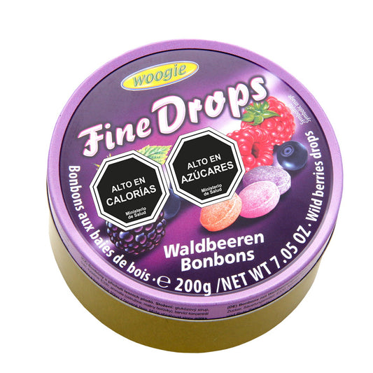 Caramelo Woogie fine drops frutos del bosque lata