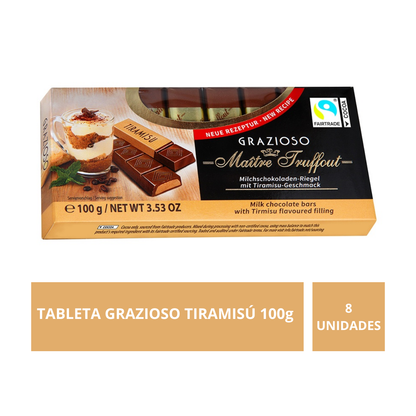 Pack Chocolate 8 unidades Tableta Grazioso tiramisu 100g